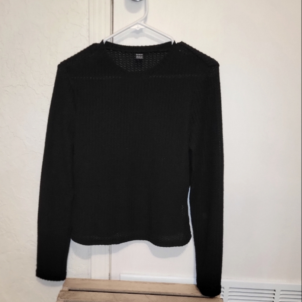 Cropped Waffle Knit Lobg Sleeve Tee